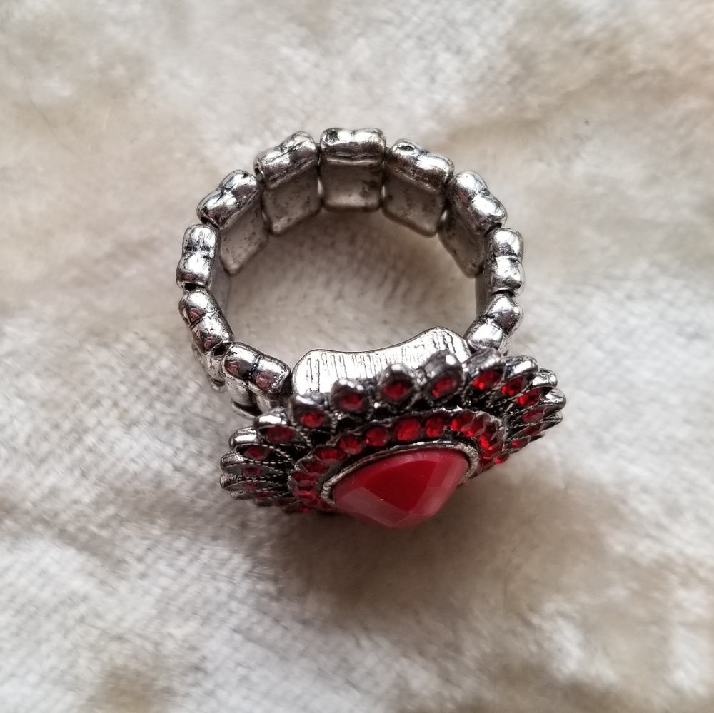 ModCloth red rhinestone ring - Picture 7 of 9